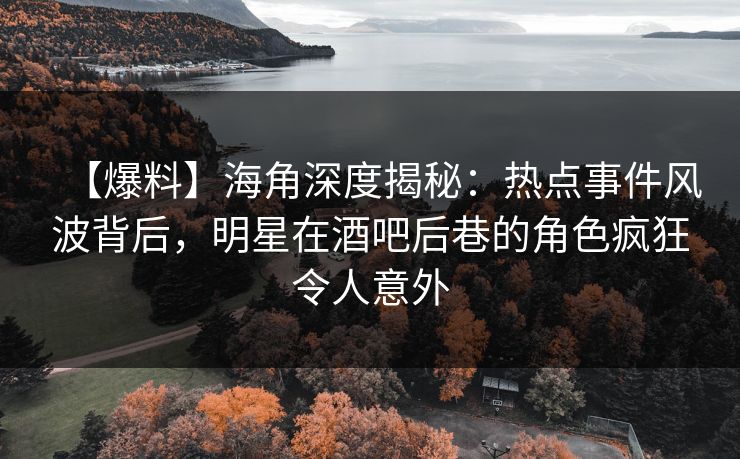 【爆料】海角深度揭秘：热点事件风波背后，明星在酒吧后巷的角色疯狂令人意外