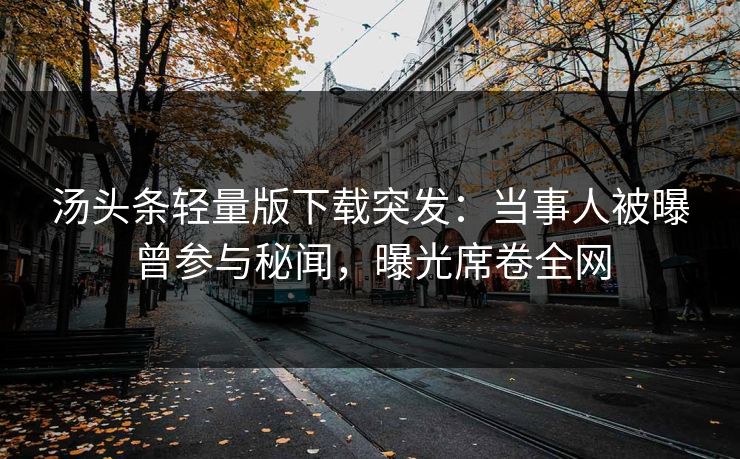 汤头条轻量版下载突发：当事人被曝曾参与秘闻，曝光席卷全网