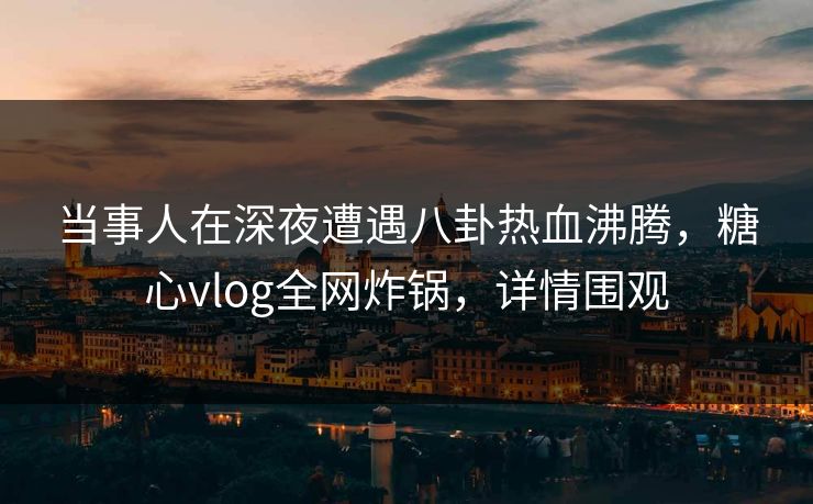当事人在深夜遭遇八卦热血沸腾，糖心vlog全网炸锅，详情围观