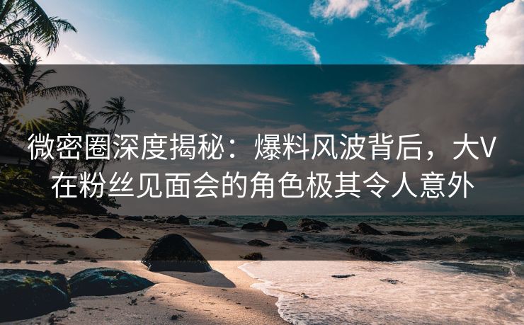 微密圈深度揭秘：爆料风波背后，大V在粉丝见面会的角色极其令人意外