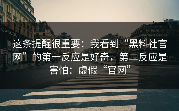 这条提醒很重要：我看到“黑料社官网”的第一反应是好奇，第二反应是害怕：虚假“官网”