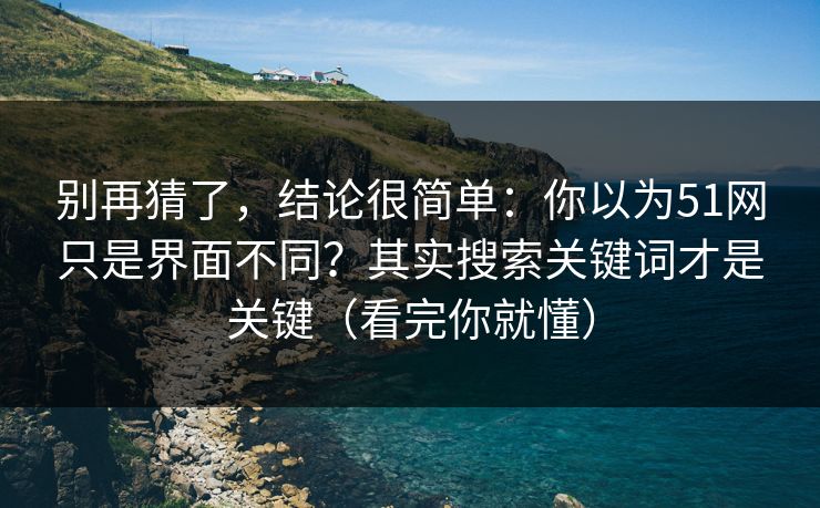 别再猜了，结论很简单：你以为51网只是界面不同？其实搜索关键词才是关键（看完你就懂）