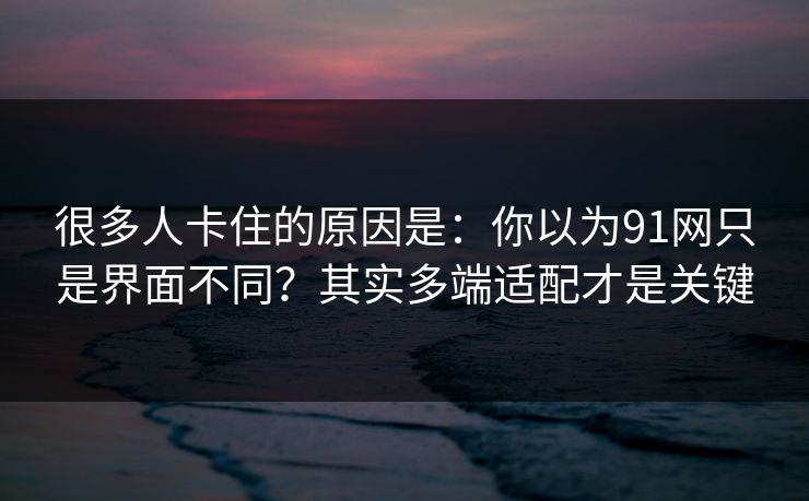 很多人卡住的原因是:你以为91网只是界面不同?其实多端适配才是关键 很多人卡住的原因是:你以为91网只是界面不同?其实多端适配才是关键